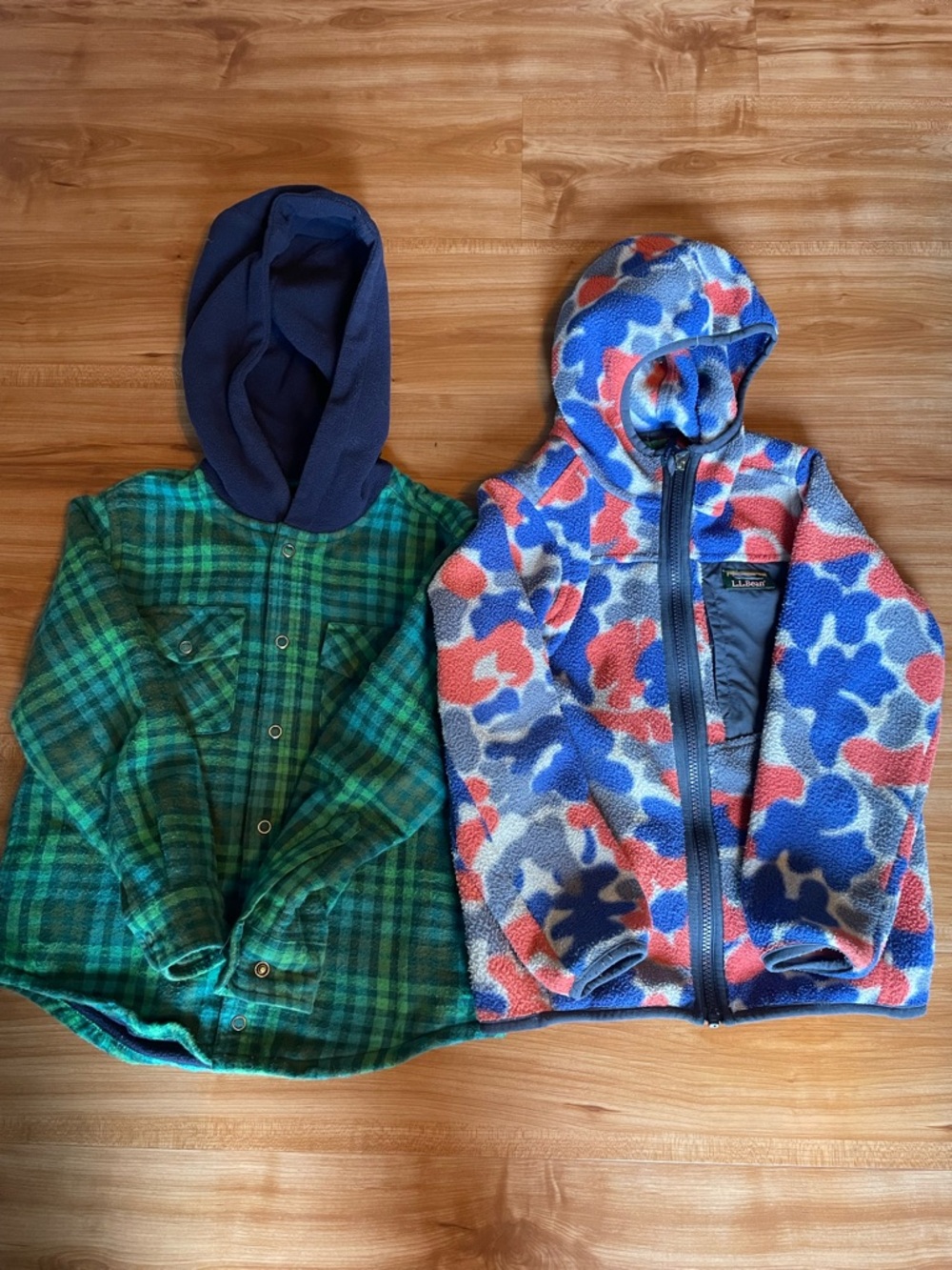 L.L. Bean Kids 5-6 fleece button down shirt jacket and fleece zip up bundle